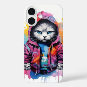 Coque Pour iPhone 16 Chat en Graffiti Sweat - shirt à capuche coloré