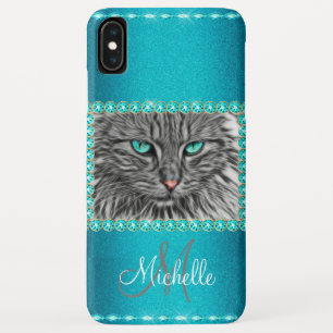 Case-Mate iPhone Case Chat en métal turquoise, Rhinestones Personnalisé