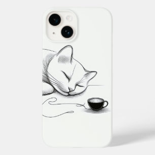 Coque Case-Mate iPhone Chat endormi minimaliste en ligne artistique et la