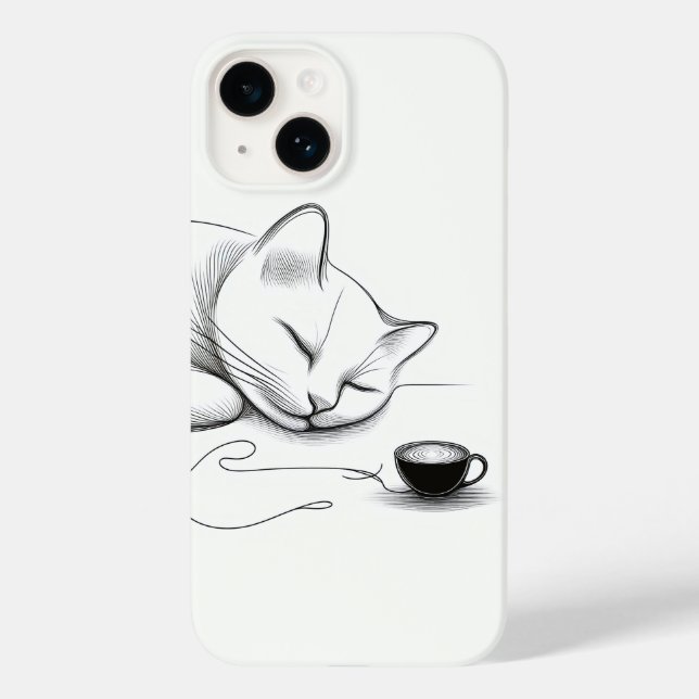 Coques Case-Mate iPhone Chat endormi minimaliste en ligne artistique et la (Verso)