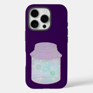 Coque iPhone 16 Pro Chat Galaxie dans un Pot   Art de Chat Kawaii de l