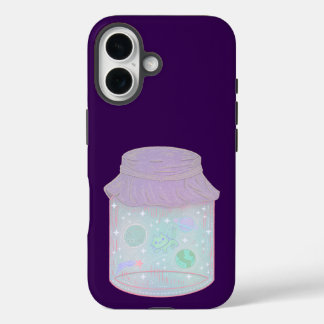 Coque Pour iPhone 16 Chat Galaxie dans un Pot | Art de Chat Kawaii de l