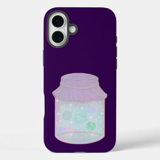 Coque Pour iPhone 16 Plus Chat Galaxie dans un Pot | Art de Chat Kawaii de l
