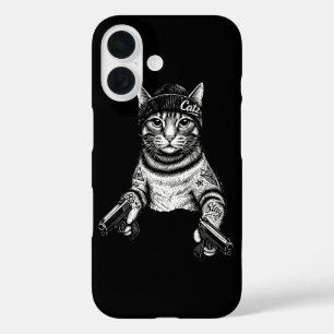 Coque Pour iPhone 16 Chat Gangster Tatoué Art Kitty Streetwear Cool