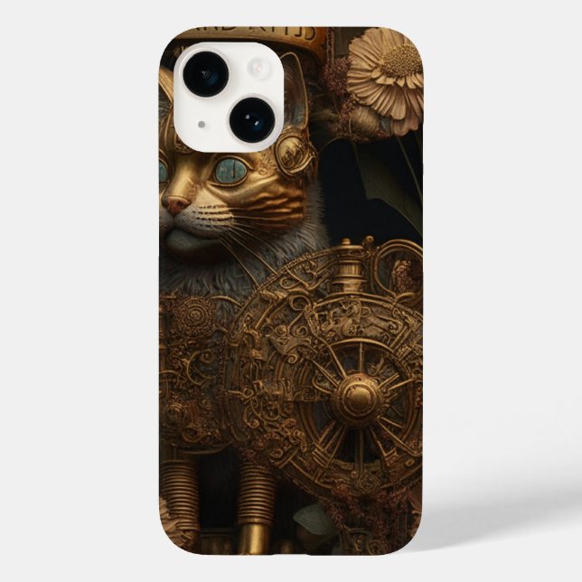 Coques Case-Mate iPhone Chat gothique en or Steampunk (Verso)