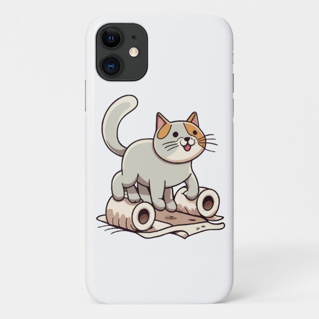 Coques Case-Mate iPhone Chat Jouant avec du Papier Toilette (Dos)