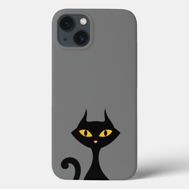 Coques Case-Mate iPhone Chat Kitty noir avec Arrière - plan gris (Verso)