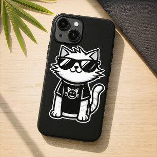 Coque Pour iPhone 16 Chat le plus froid avec lunettes de soleil Noir