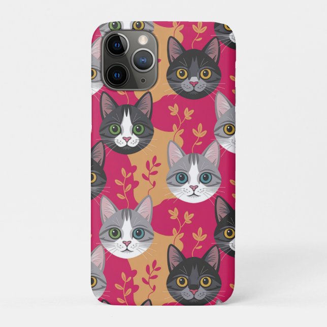 Coques Case-Mate iPhone Chat Magenta & Feuille Botanique (Dos)