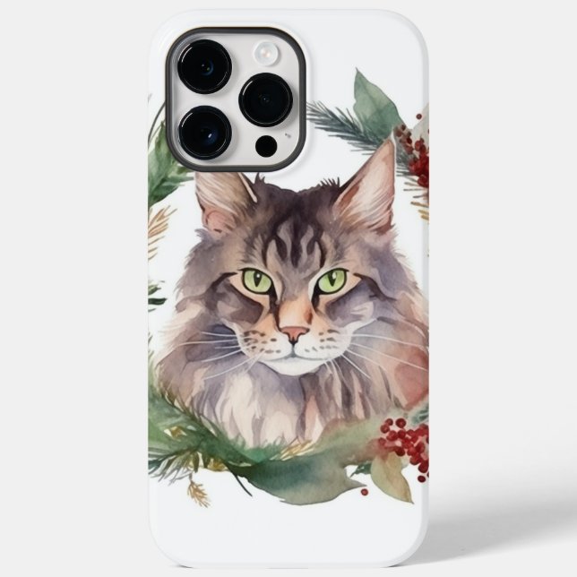 Coques Case-Mate iPhone Chat Maine Coon Couronne de Noël Kitten Festif (Verso)