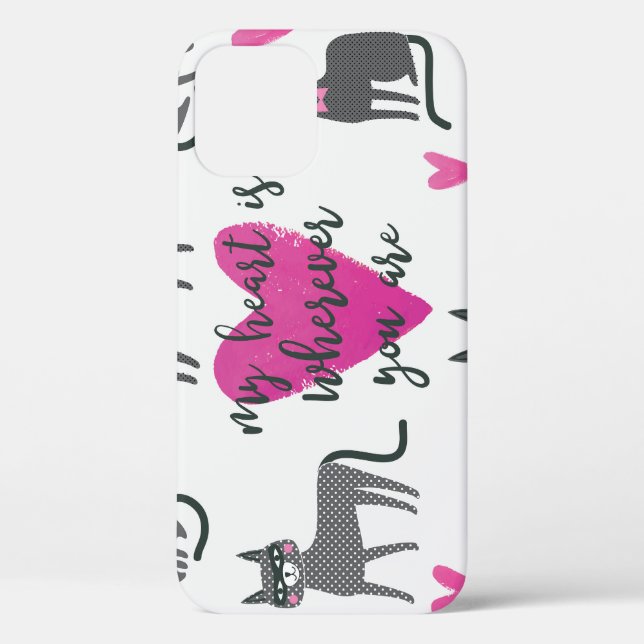 Coques Case-Mate iPhone Chat mignon : illustration en lettres d'amour. (Verso)