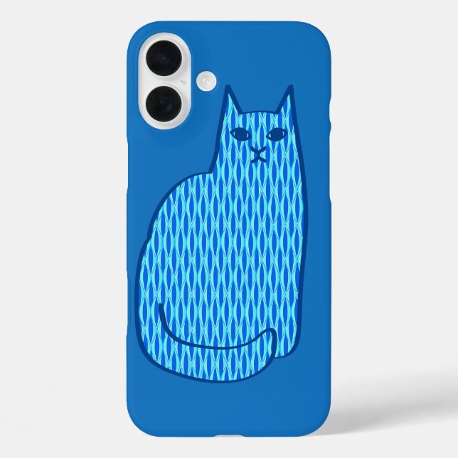 Coques Case-Mate iPhone Chat Moderne du Milieu du Siècle, Cobalt et Bleu C (Verso)