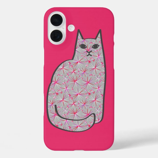 Coques Case-Mate iPhone Chat moderne du milieu du siècle, gris / gris et r (Verso)