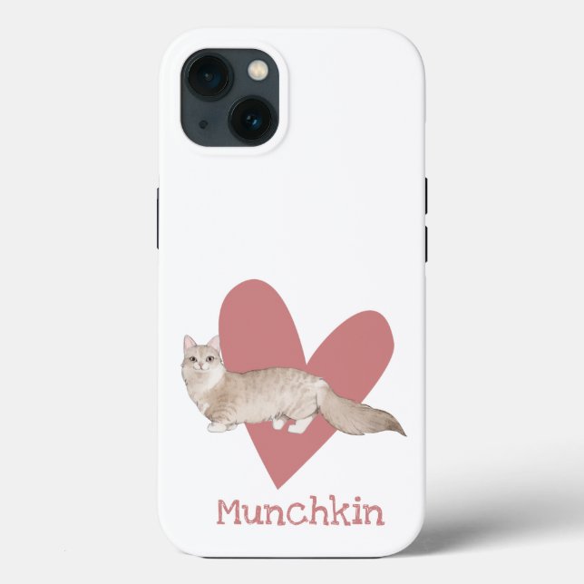 Coques Case-Mate iPhone Chat Munchkin Aquarelle Kitty Coeur rose (Verso)
