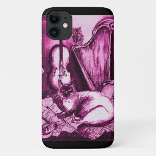 Coque Case-Mate iPhone CHAT MUSICAL, Violet rose et blanc