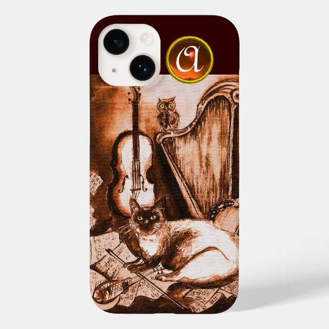 COQUES Case-Mate iPhone CHAT MUSICALE AVEC OWL DANS LE MONOGRAMME GEM SEPI (Verso)