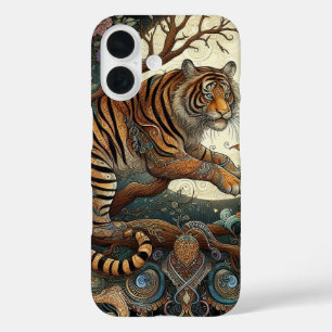 Coque Pour iPhone 16 Chat mystique de la jungle - Filigrane fantaisiste