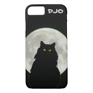 Coque Case-Mate iPhone Chat noir assis à la Pleine lune