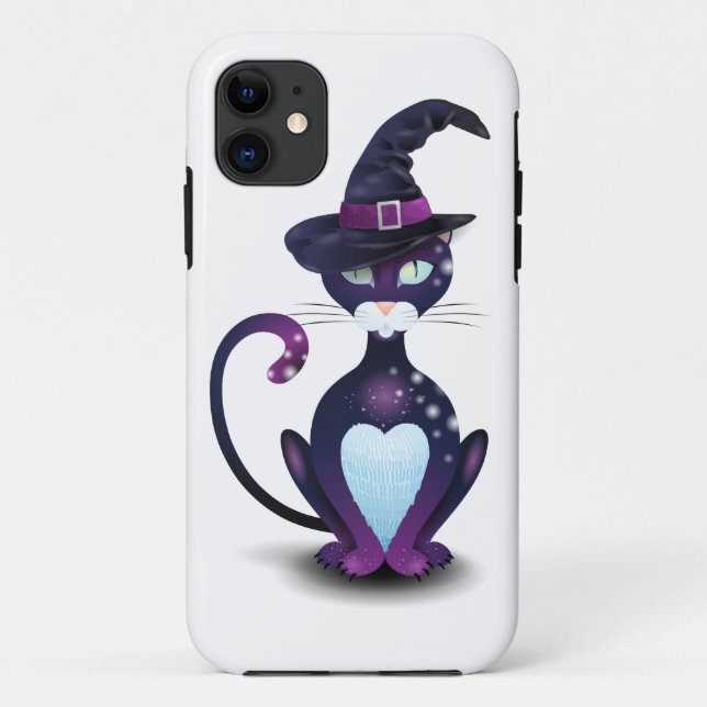 Coques Case-Mate iPhone Chat noir avec casquette de sorcière (Dos)
