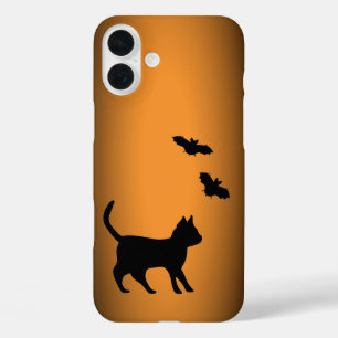 Coque Pour iPhone 16 Plus Chat noir avec chauve-souris