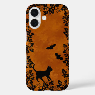 Coque Pour iPhone 16 Chat noir avec chauve-souris
