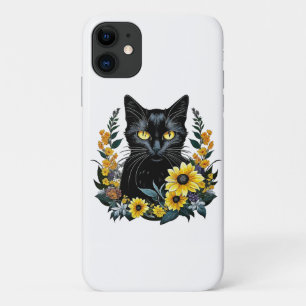 Case-Mate iPhone Case chat noir avec fleurs