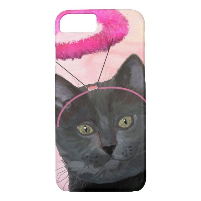Coques Case-Mate iPhone Chat Noir Avec Halo Angel Rose (Dos)