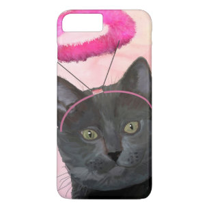 Coques Pour iPhone Chat Noir Avec Halo Angel Rose