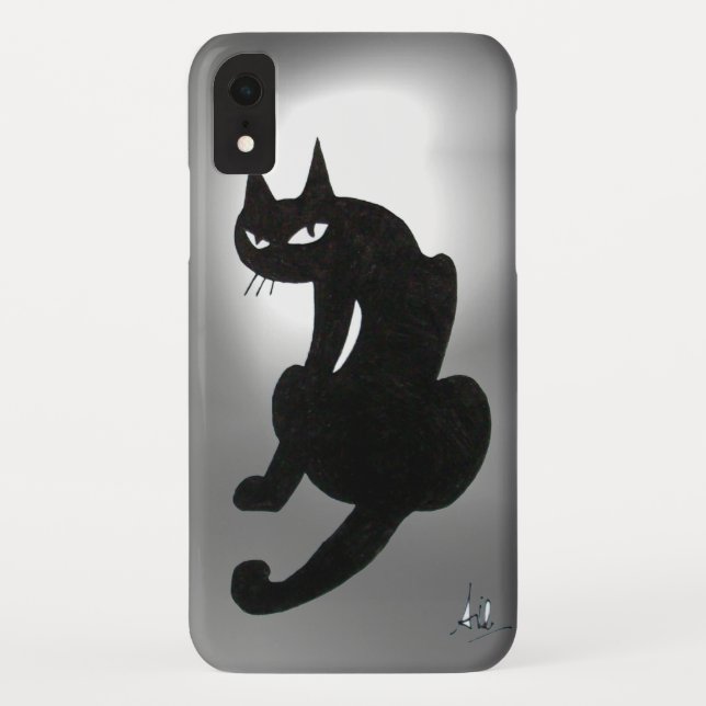 Coques Case-Mate iPhone CHAT NOIR blanc (Dos)