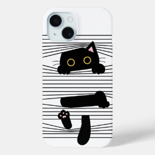 Coque Case-Mate iPhone Chat Noir Caché Mignon Drôle Minimaliste Amour Des