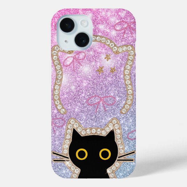 Coques Case-Mate iPhone Chat Noir Caché Qui Regarde Amoureux de Chats Mign (Verso)
