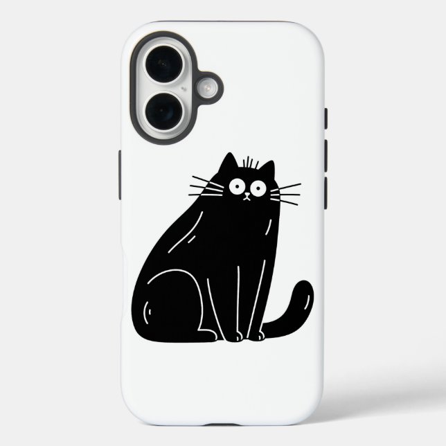 Coques Case-Mate iPhone Chat Noir Choqué Aux Grands Yeux Écarquillés (Verso)