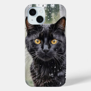 Coque Case-Mate iPhone Chat noir dans la fenêtre humide