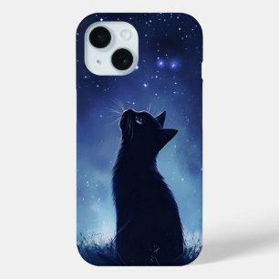Coque Case-Mate iPhone Chat noir dans la prairie magique Starlit
