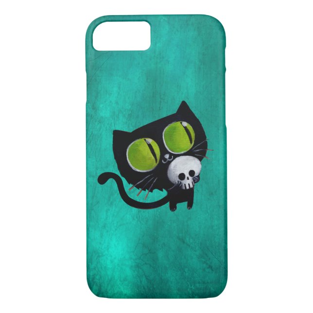 Coques Case-Mate iPhone Chat noir de Halloween avec le crâne (Dos)