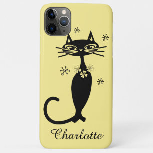 Case-Mate iPhone Case Chat noir de milieu de siècle et fond doré