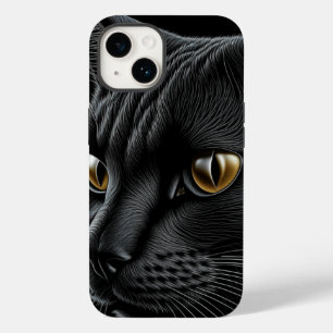 Coque Case-Mate iPhone Chat noir d'IA avec des yeux jaunes