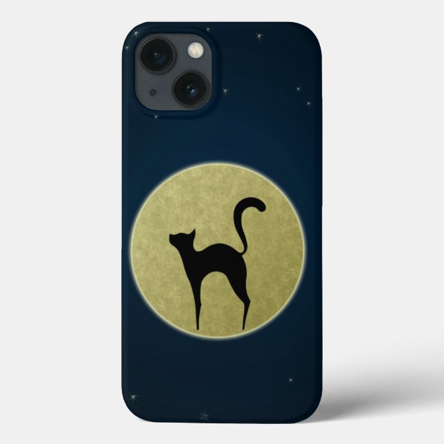 Coques Case-Mate iPhone Chat noir élégante silhouette et lune (Verso)