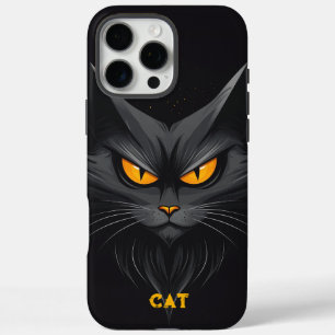 Coque iPhone 16 Pro Max Chat noir en colère personnalisé