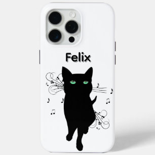Coque Case-Mate iPhone Chat noir entouré de notes de musique Personnel