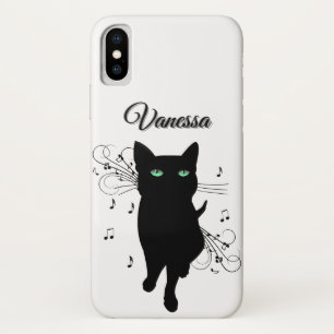 Case-Mate iPhone Case Chat noir entouré de notes de musique Personnel