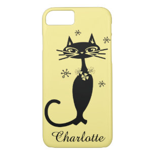Case-Mate iPhone Case Chat Noir Et Arrière - plan Or Du Milieu Du Siècle