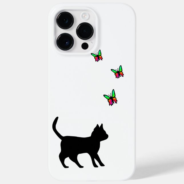 Coques Case-Mate iPhone Chat noir et papillon (Verso)