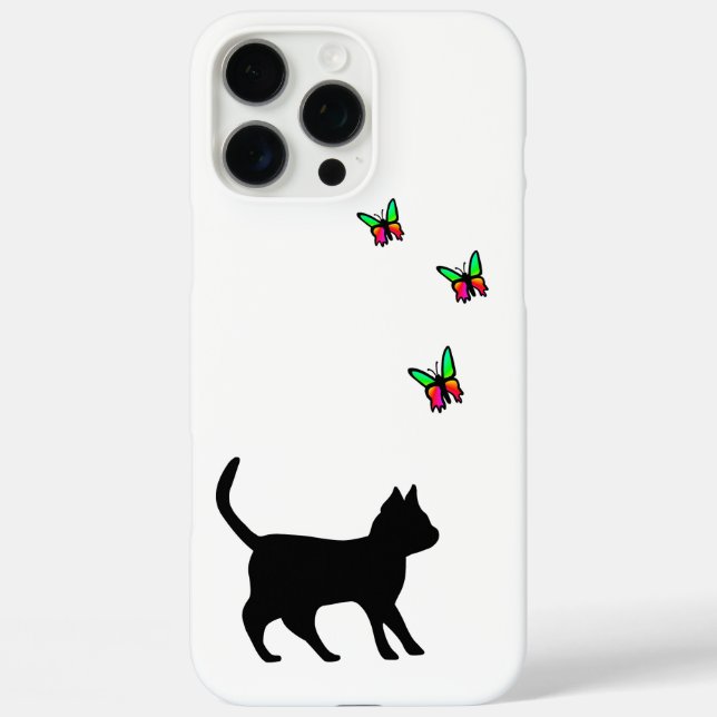 Coques Case-Mate iPhone Chat noir et papillon (Verso)