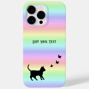 Coque Case-Mate iPhone Chat noir et papillon sur arc-en-ciel