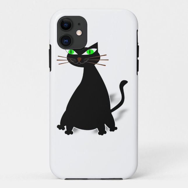 Coques Case-Mate iPhone Chat noir gras aux yeux verts (Dos)