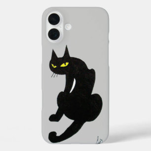Coque Pour iPhone 16 Plus CHAT NOIR gris