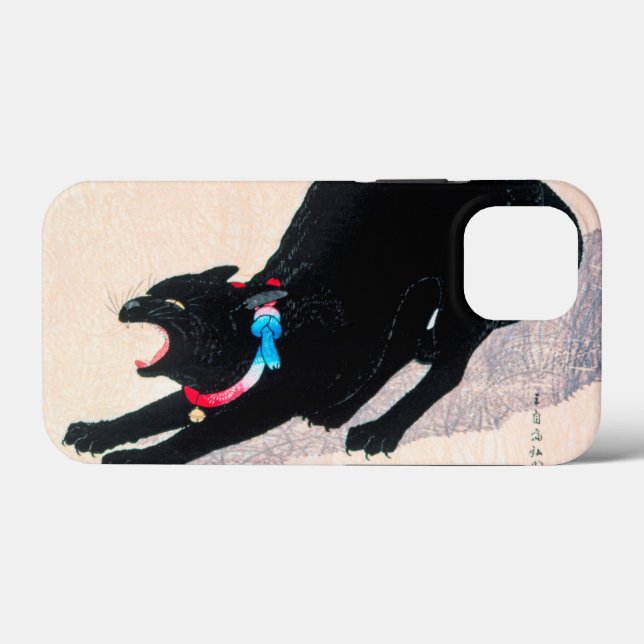 Coques Case-Mate iPhone Chat noir Hissing Fine Art par Hiroaki Takahashi (Verso (horizontal))
