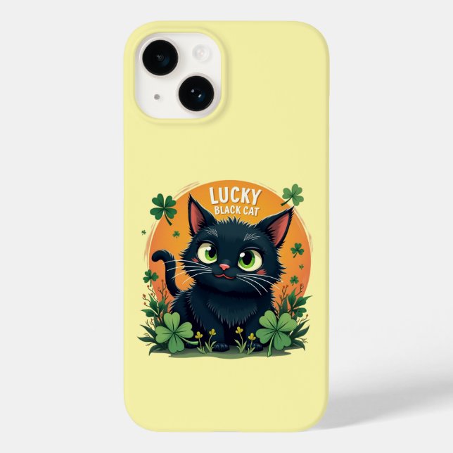 Coques Case-Mate iPhone Chat noir Lucky : St. Patrick's Day Clover & Coins (Verso)