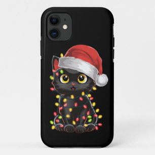 Case-Mate iPhone Case Chat noir lumières d'arbre de Noël chaton drôle Pè